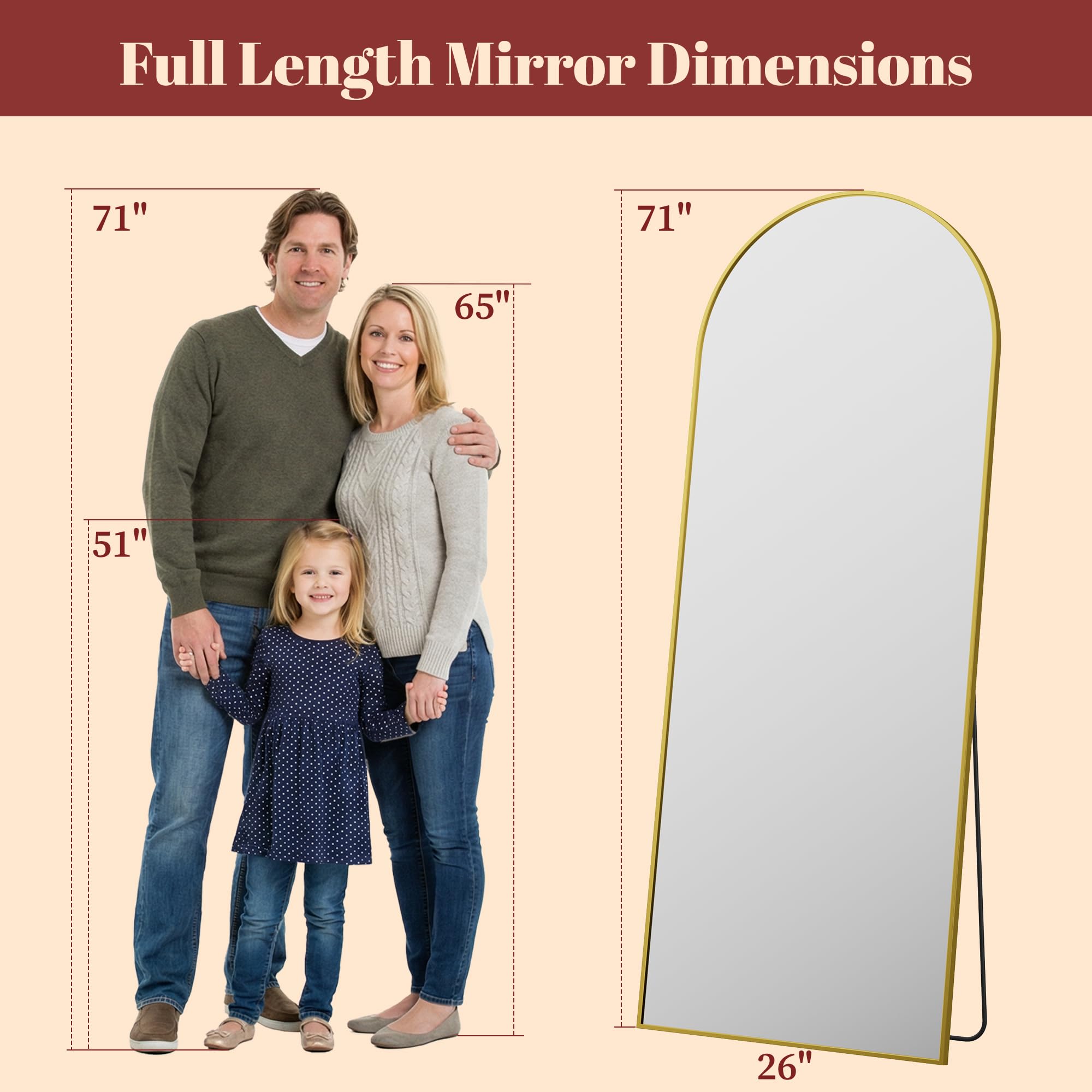 Suidia freestanding on included stand in bedroom, instant full-length dressing convenience