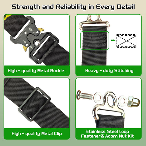 suifaly metal hooks and buckle detail for secure hold