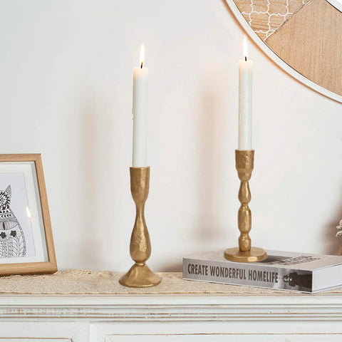 SUJUN candlesticks in use on dining table creating warm layered candlelight benefit