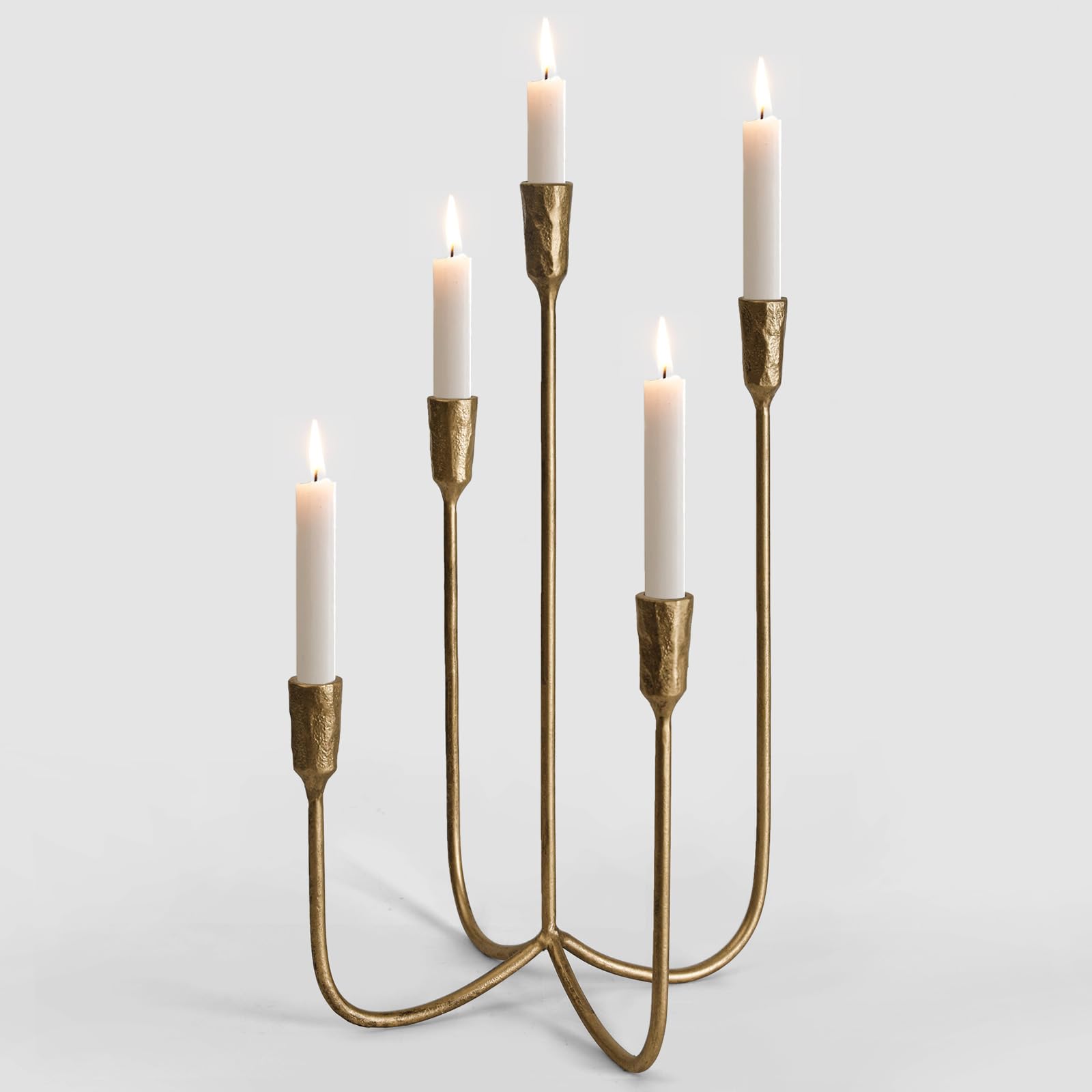SUJUN front view of 5-candle candelabra showcasing elegant silhouette and centerpiece impact