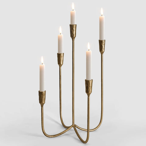 SUJUN front view of 5-candle candelabra showcasing elegant silhouette and centerpiece impact