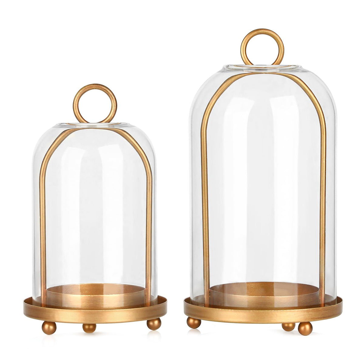 SUJUN front view of two brass lanterns showing vintage warmth and balance