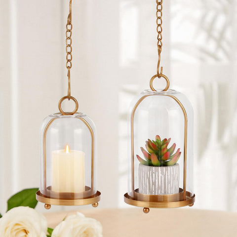 SUJUN tabletop arrangement with tall and short lanterns for layered styling
