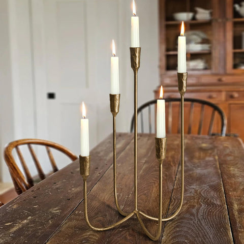 SUJUN top view showing five taper candle placements and symmetrical design for staging