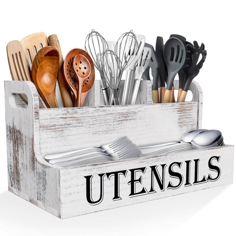 Suli front view of utensils holder showing organized tools and visible benefits