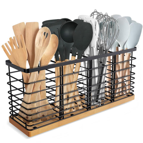 Suli front view of utensil holder showing organized tools and tidy counter