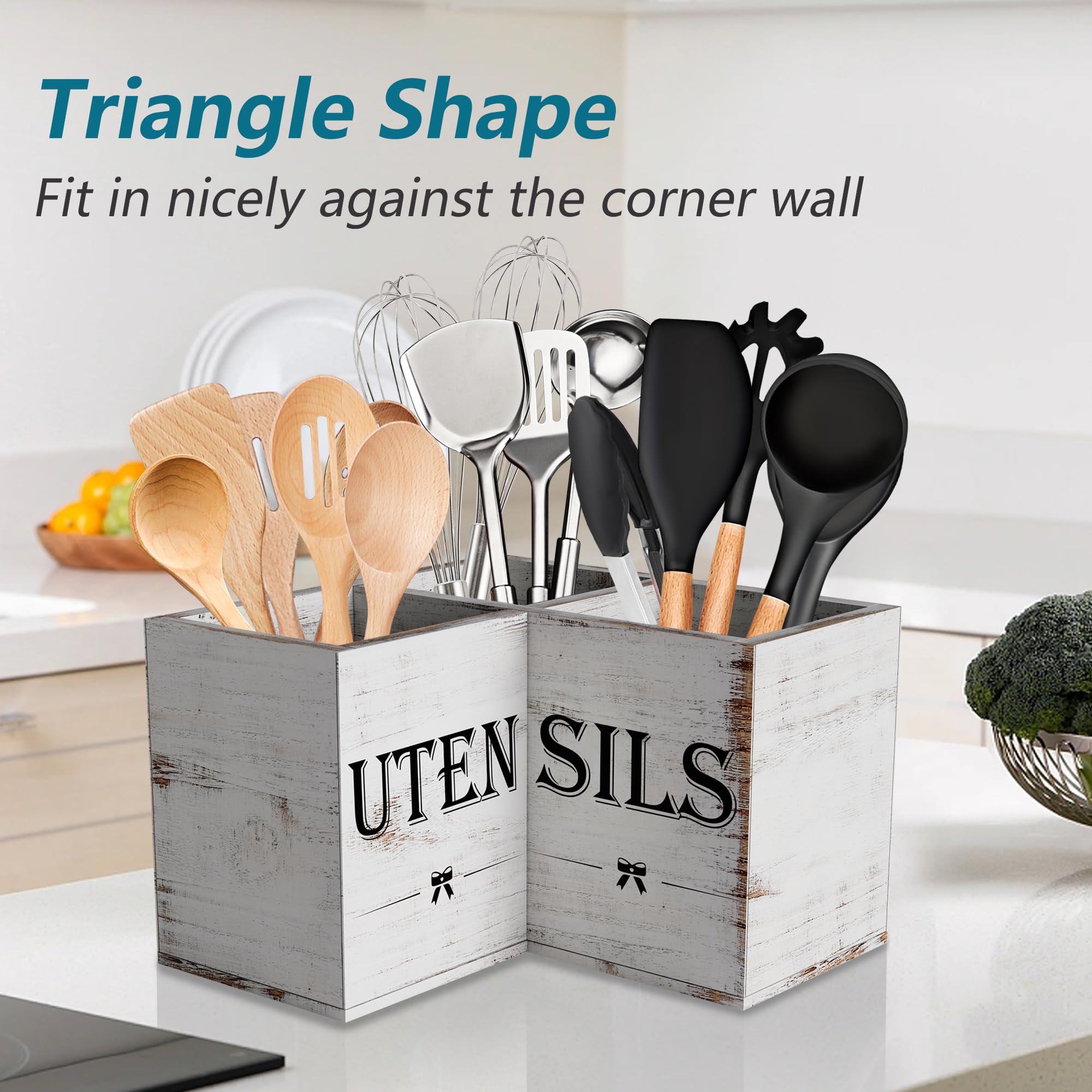 Suli styled on a countertop with decor to enhance farmhouse kitchen aesthetic