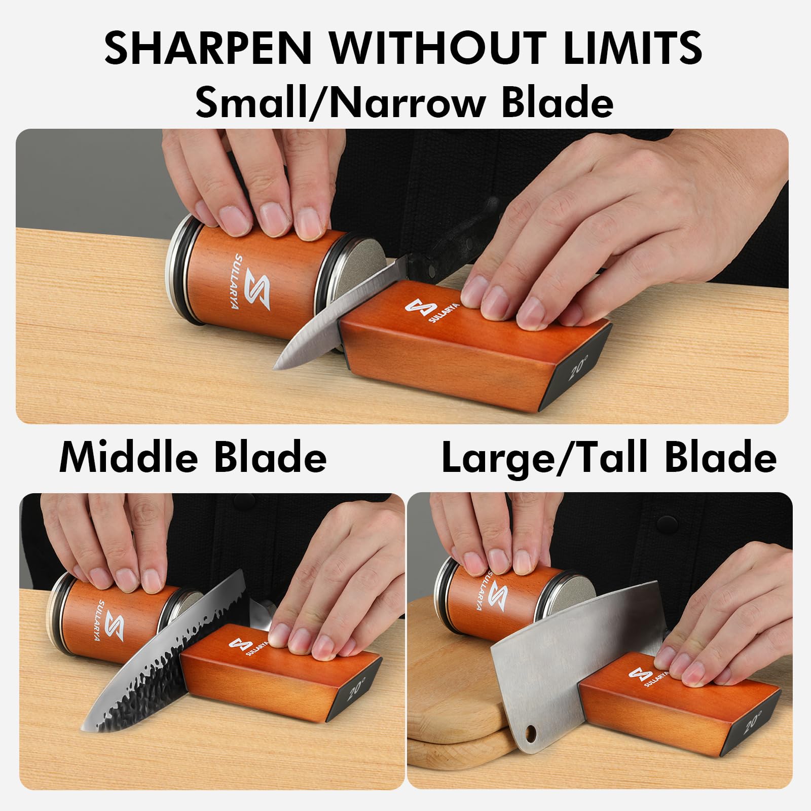 SULLARYA in use rolling motion demonstrating safe, repeatable sharpening technique