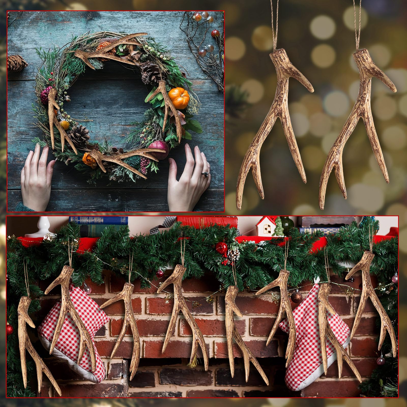 Sumind antlers used in a table centerpiece creating farmhouse holiday atmosphere