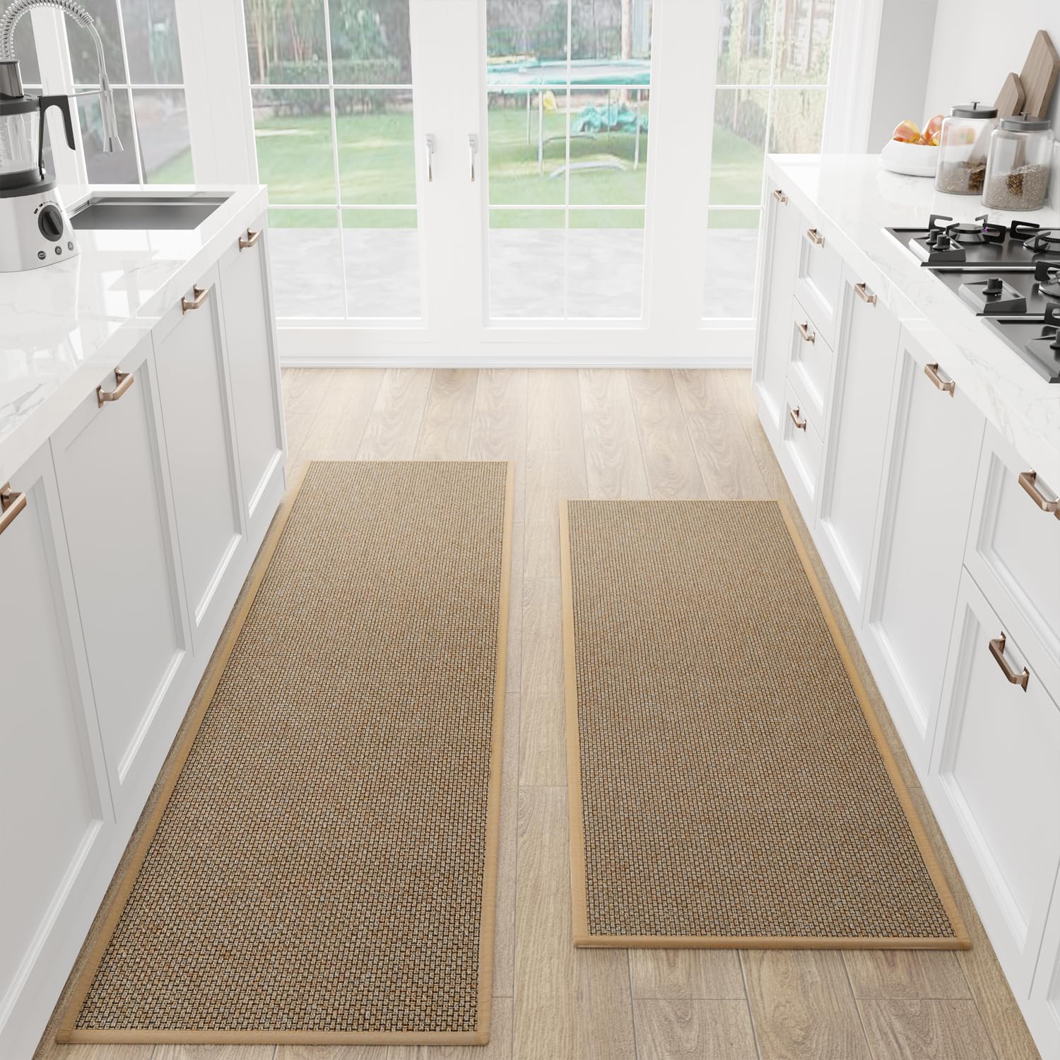 SUMLANS front view of two brown runner mats shows protection and style