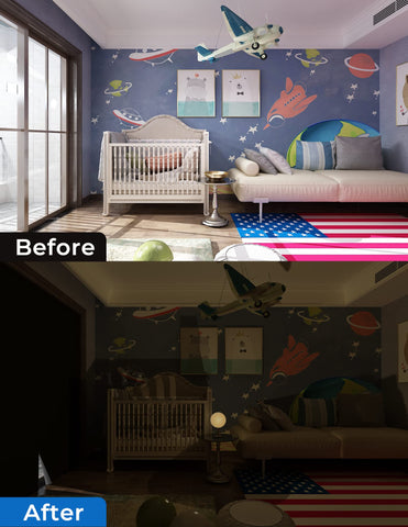 Sumobaby installed in bedroom creating dark sleep environment benefit