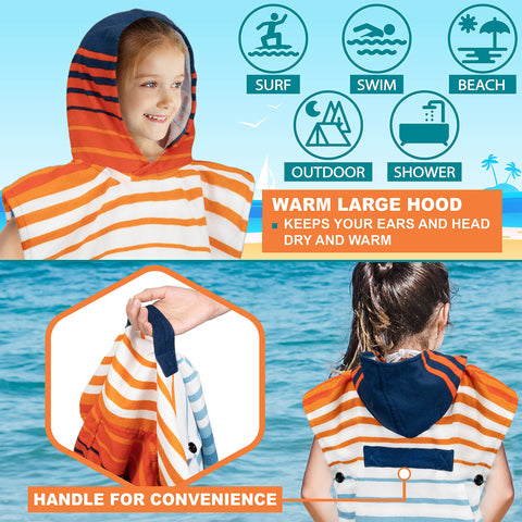 SUN CUBE child wearing poncho on beach demonstrating private changing ease