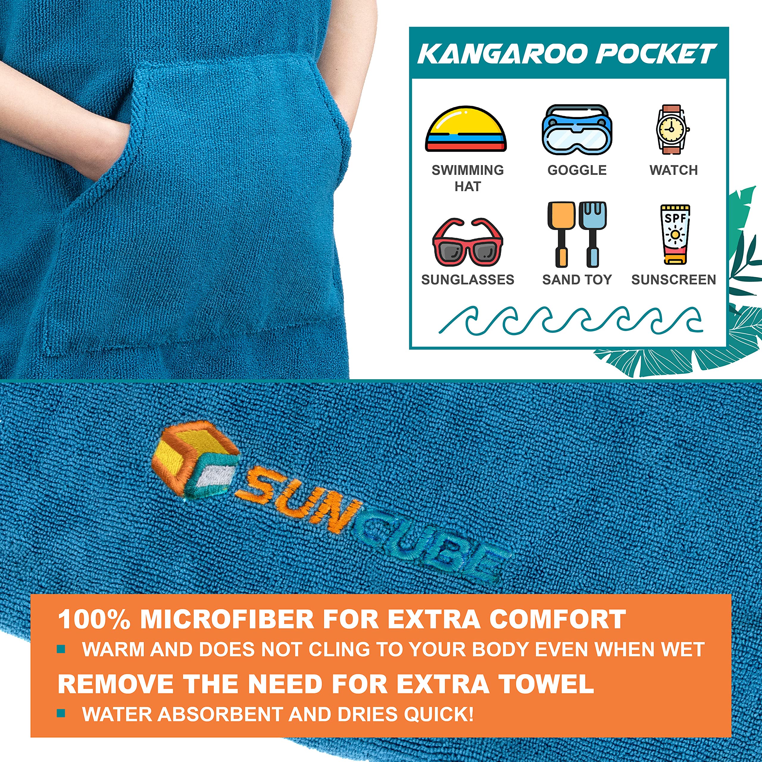 SUN CUBE large front pocket and roomy hood showing storage convenience