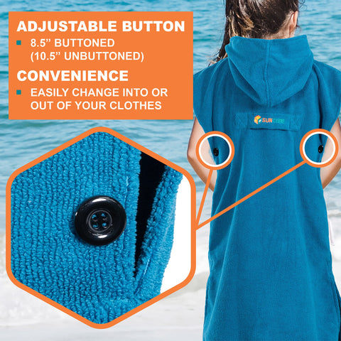 SUN CUBE sleeve button details showing adjustable coverage for kids