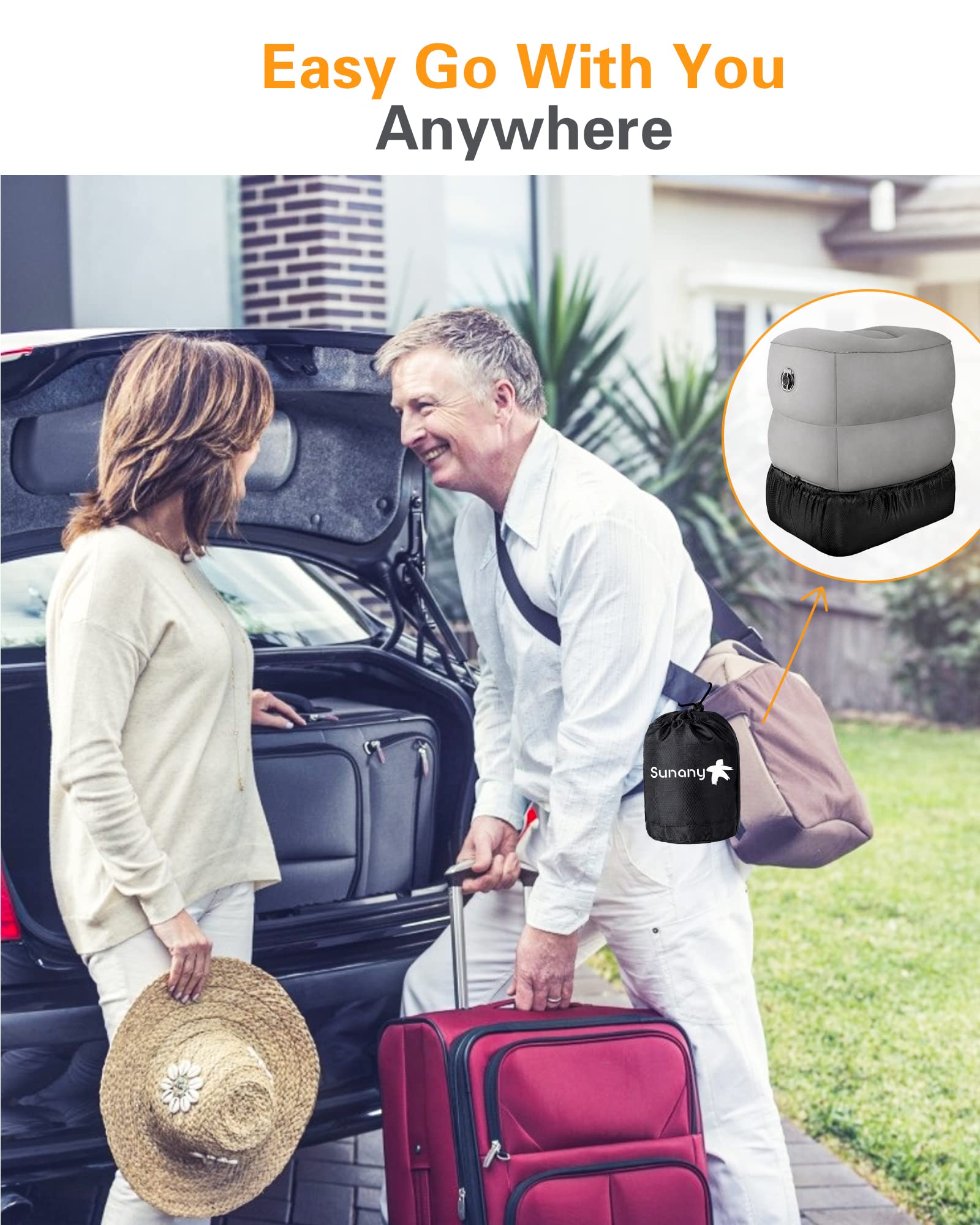 Sunany folded into drawstring bag highlighting compact packing convenience