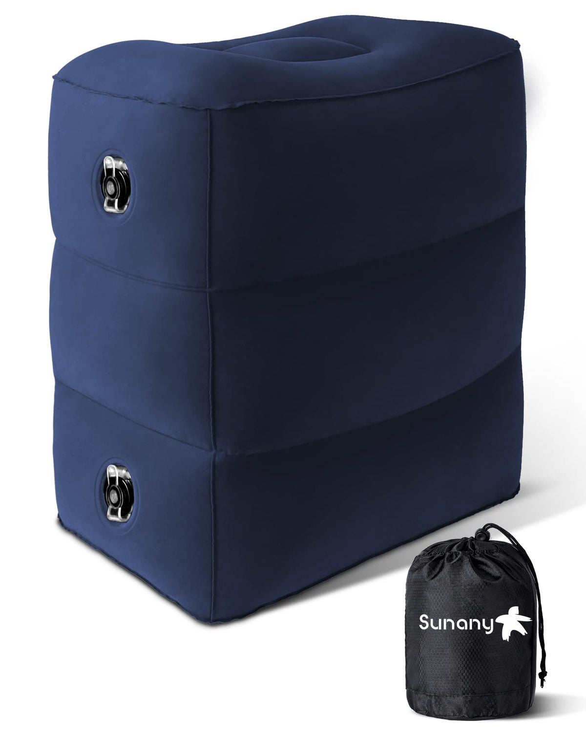 Sunany front view of inflated foot rest showing stable support