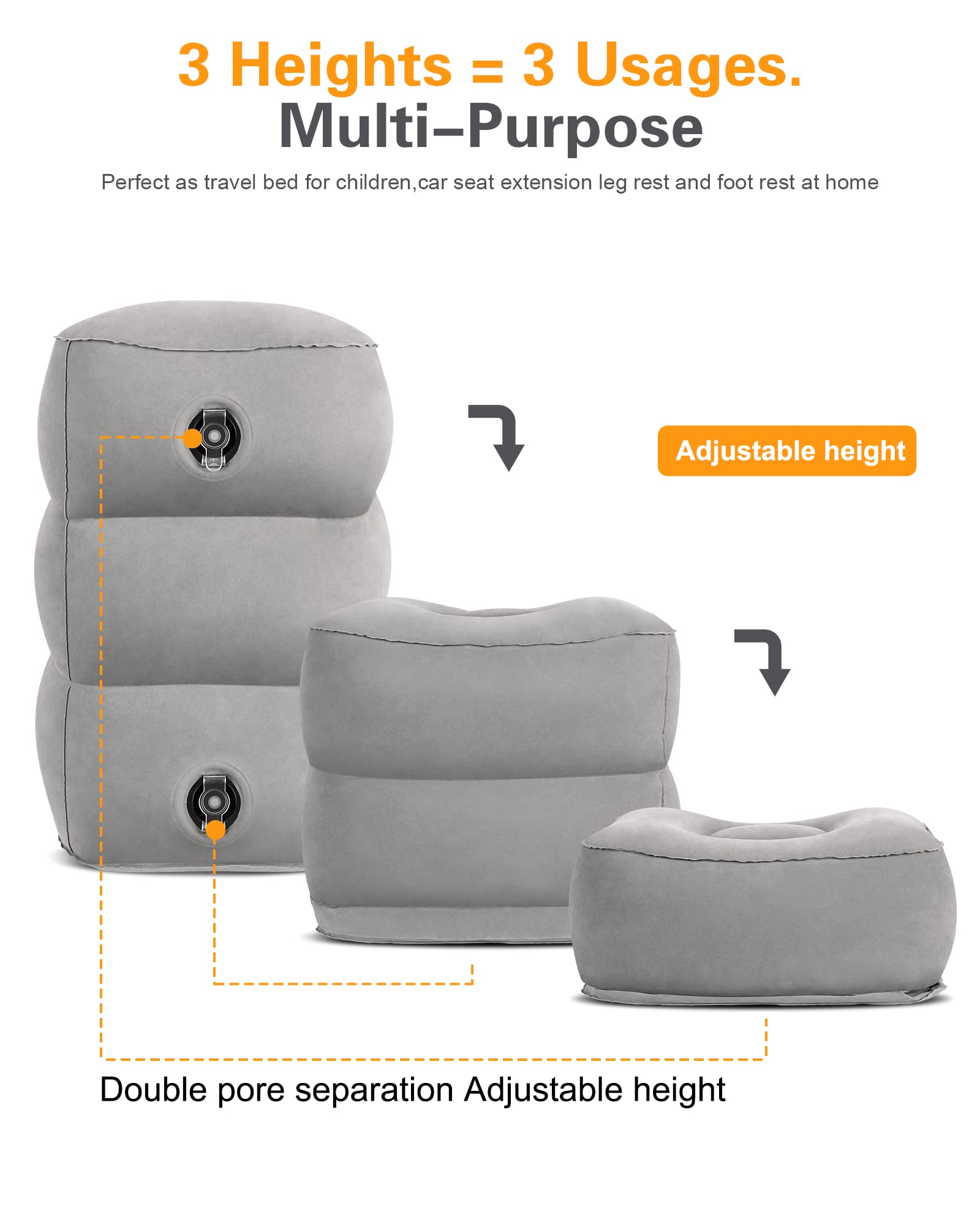 Sunany inflated side profile demonstrating adjustable height and stable support