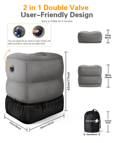 Sunany inflated profile showing adjustable height support for legs and feet