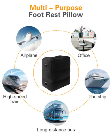 Sunany footrest next to carry-on to show lightweight travel scale