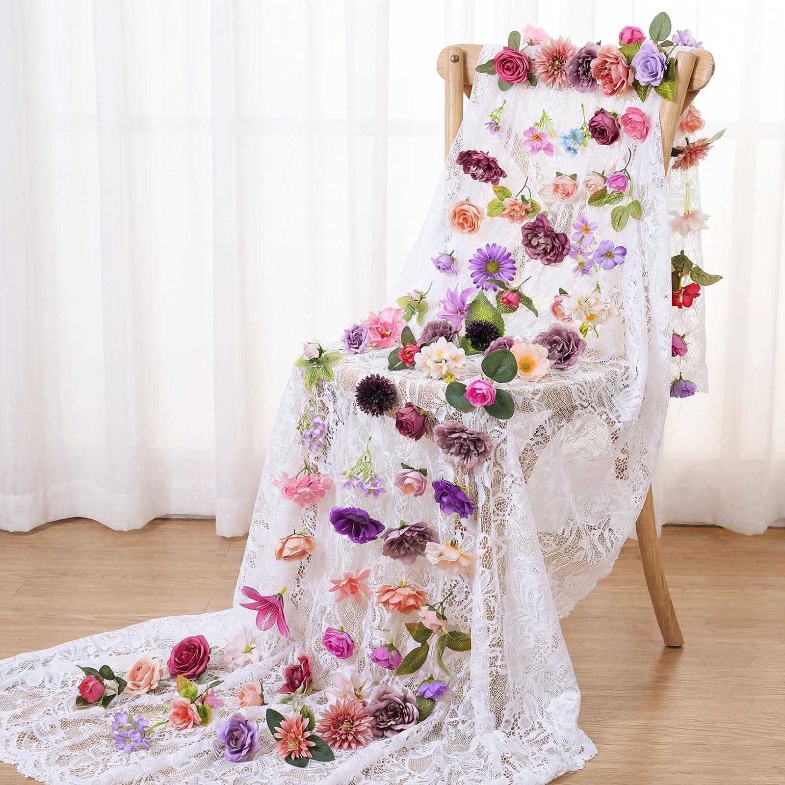Suncalla garlands decorating a wedding arch showcasing romantic atmosphere