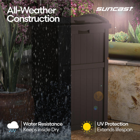 Suncast in a patio setting blending with outdoor furniture