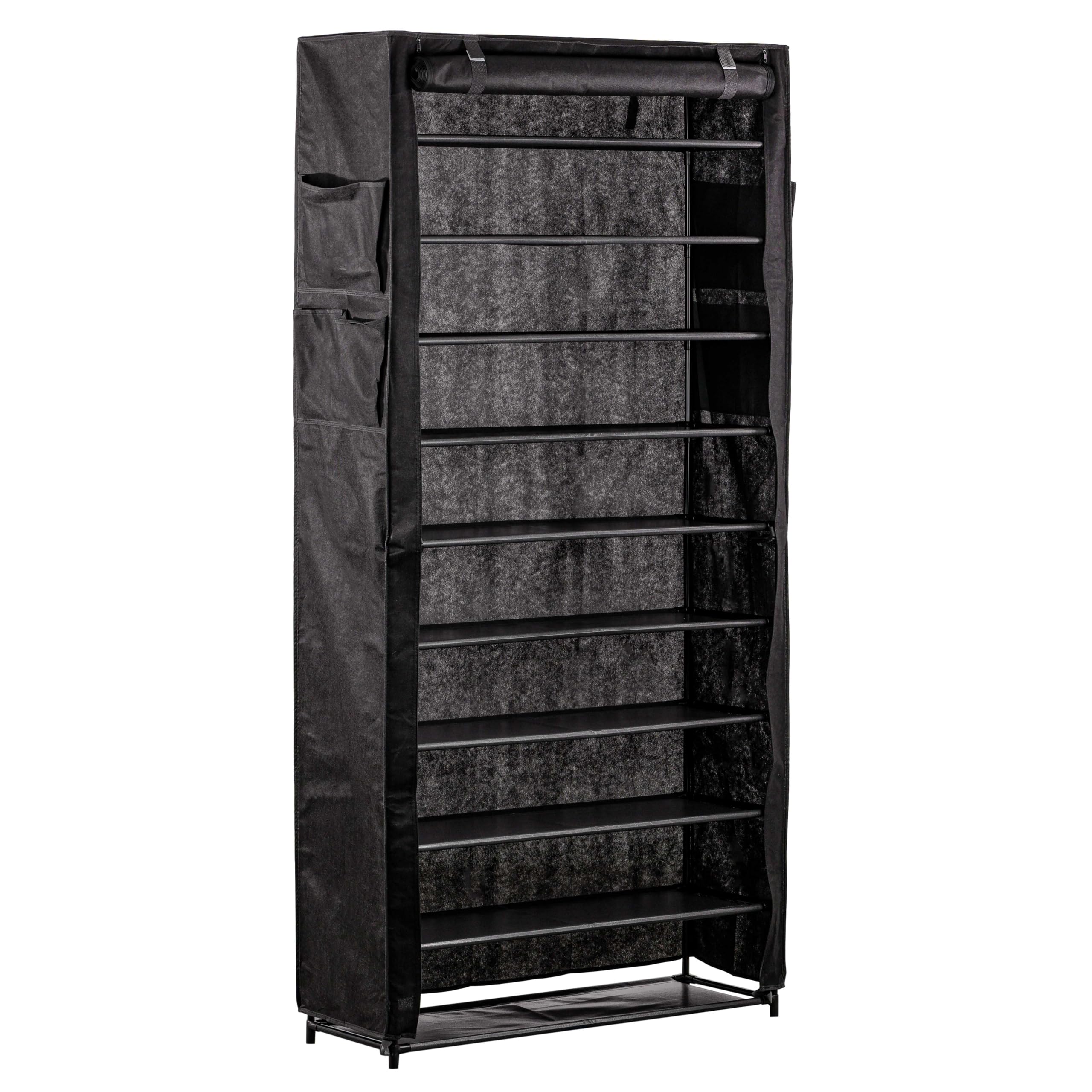 Sundaze front view with cover showing compact, protected shoe storage