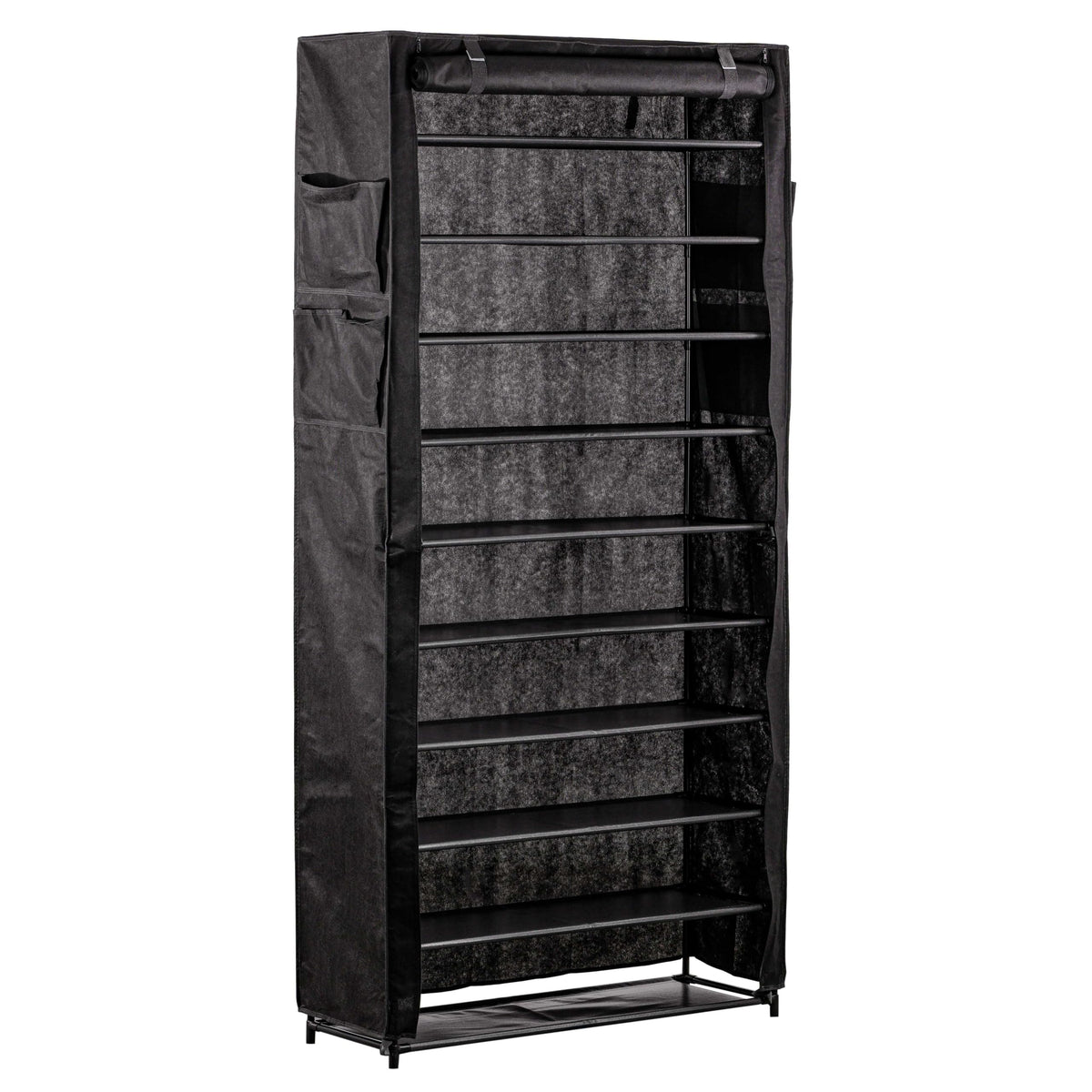 Sundaze front view with cover showing compact, protected shoe storage