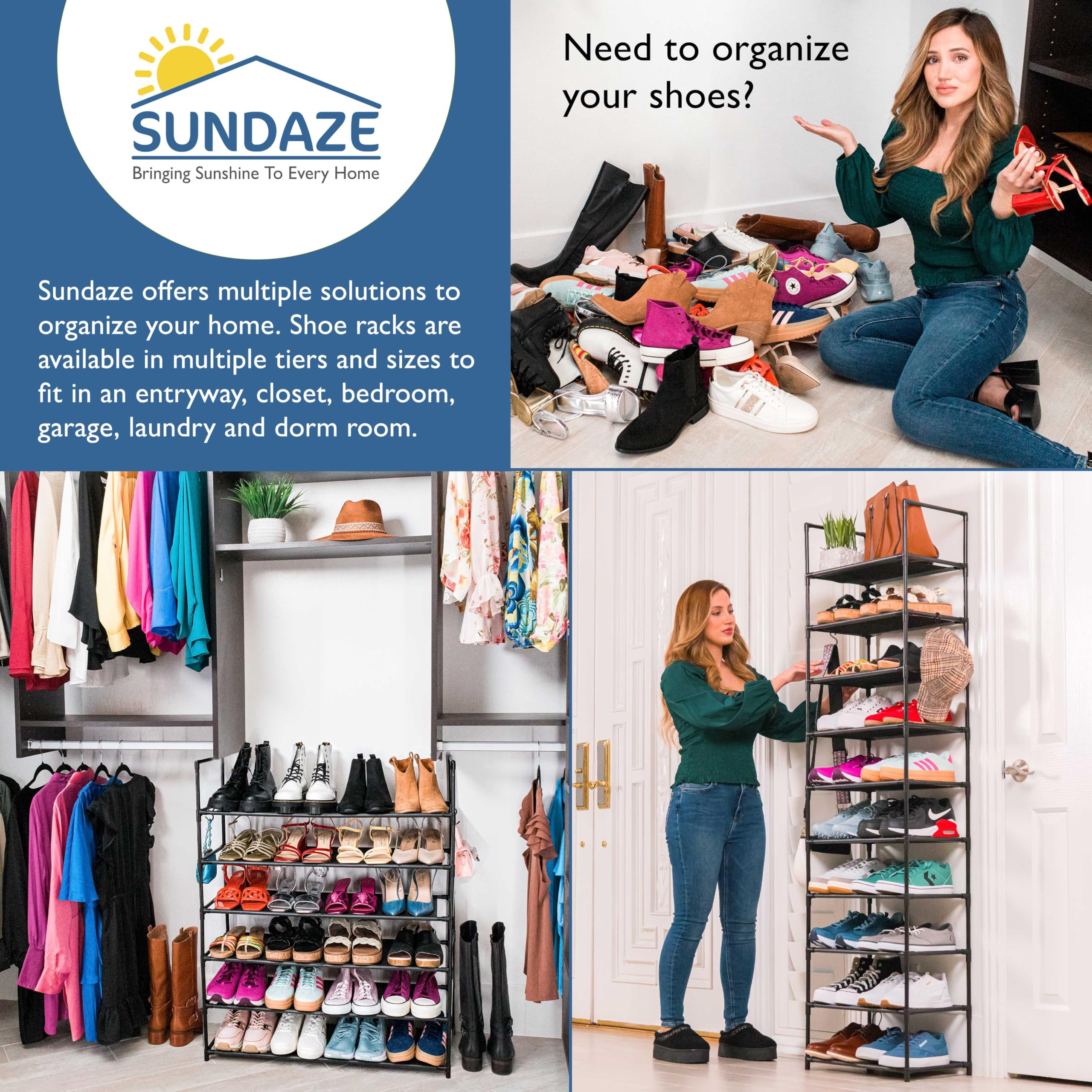 Sundaze shoe rack in an entryway demonstrating tidy storage and quick access