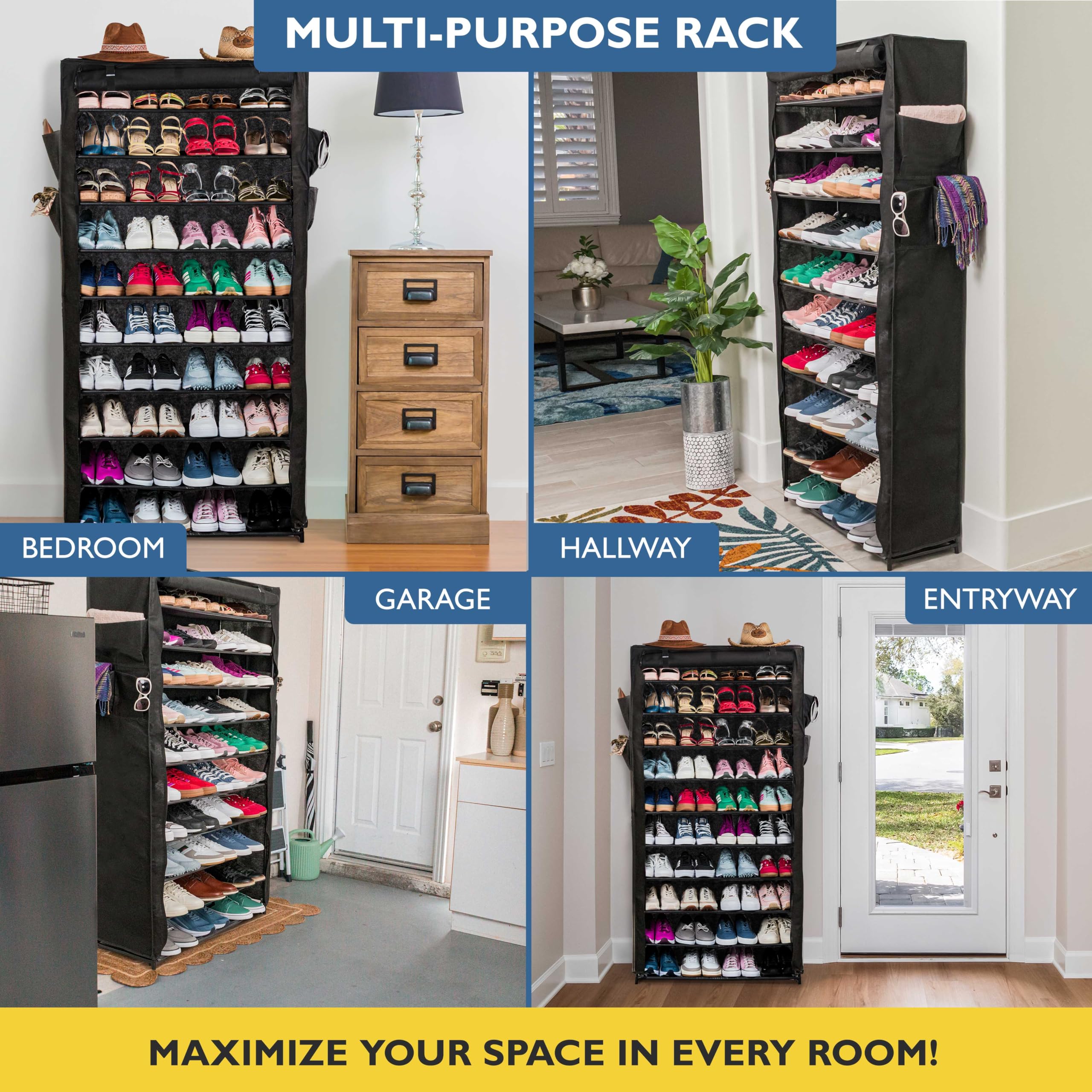 Sundaze styled in entryway showing neat, accessible shoe organization