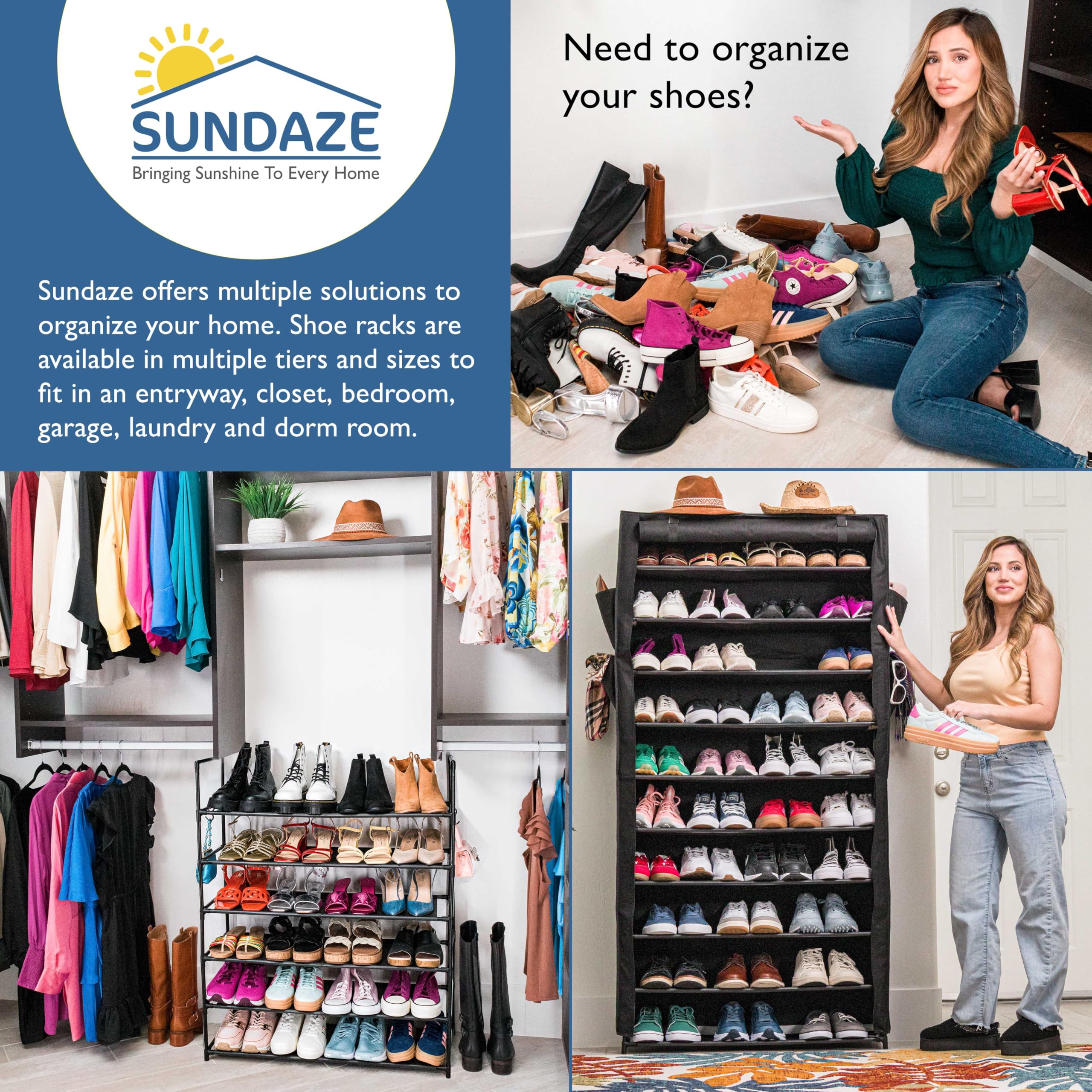 Sundaze rack beside doorway demonstrating tall narrow footprint benefit