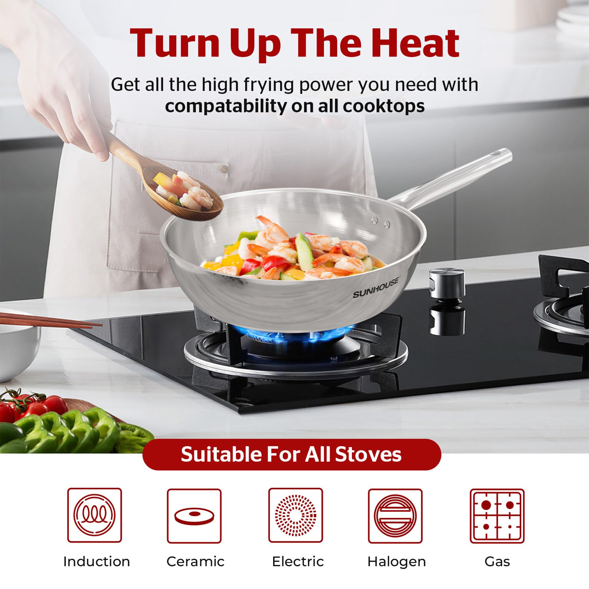 Sunhouse ergonomic stay-cool handle close-up for safe comfortable grip