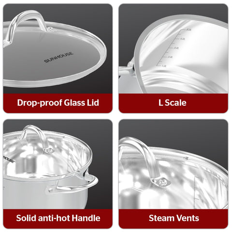 Sunhouse pot next to fruit showing 11-quart scale for meal-prep capacity