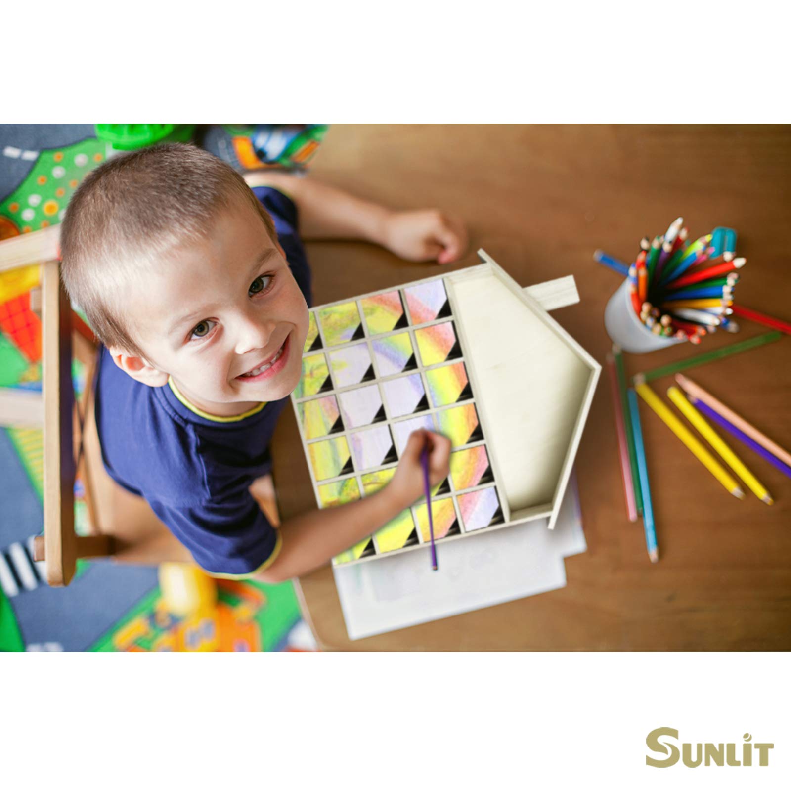 Sunlit attic shelf used for mini decorations, adds extra display space and styling appeal
