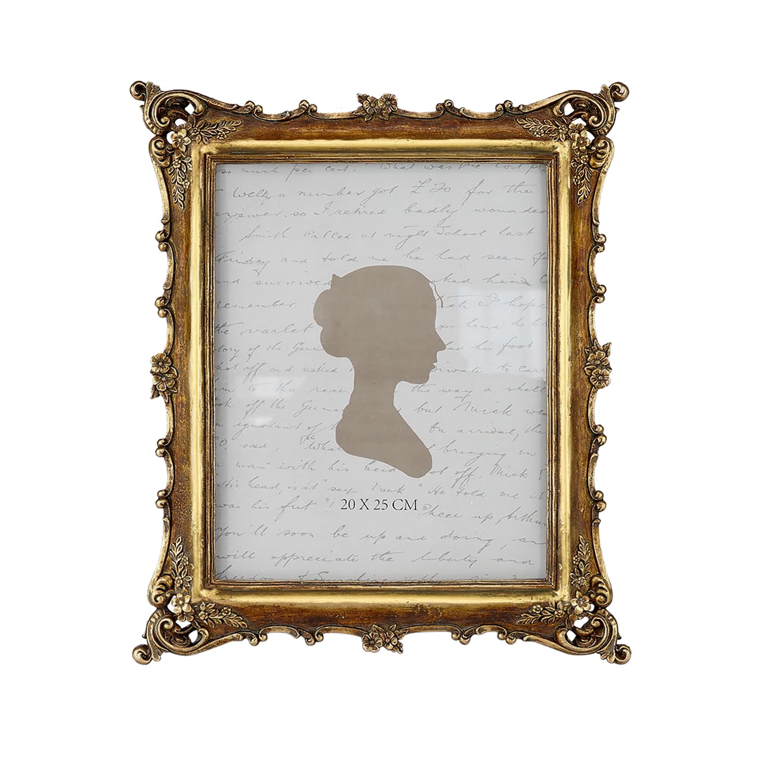Sunlit frame front view showing bronze-gold finish and elegant display benefit