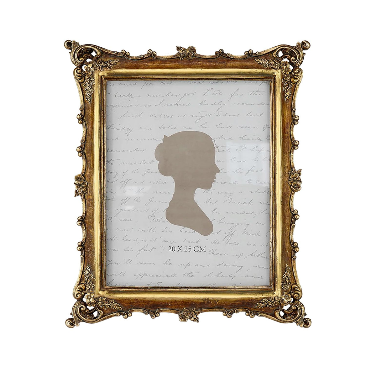 Sunlit frame front view showing bronze-gold finish and elegant display benefit