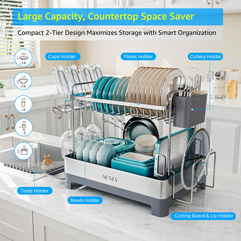 SUNLY drainboard with extendable spout directing water into the sink for dry counters