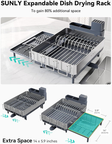 SUNLY extended drainboard pulled out providing extra drying area