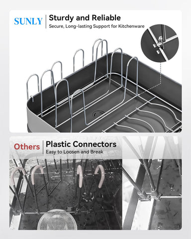 SUNLY lifestyle image on kitchen counter demonstrating space-saving and tidy drying solution