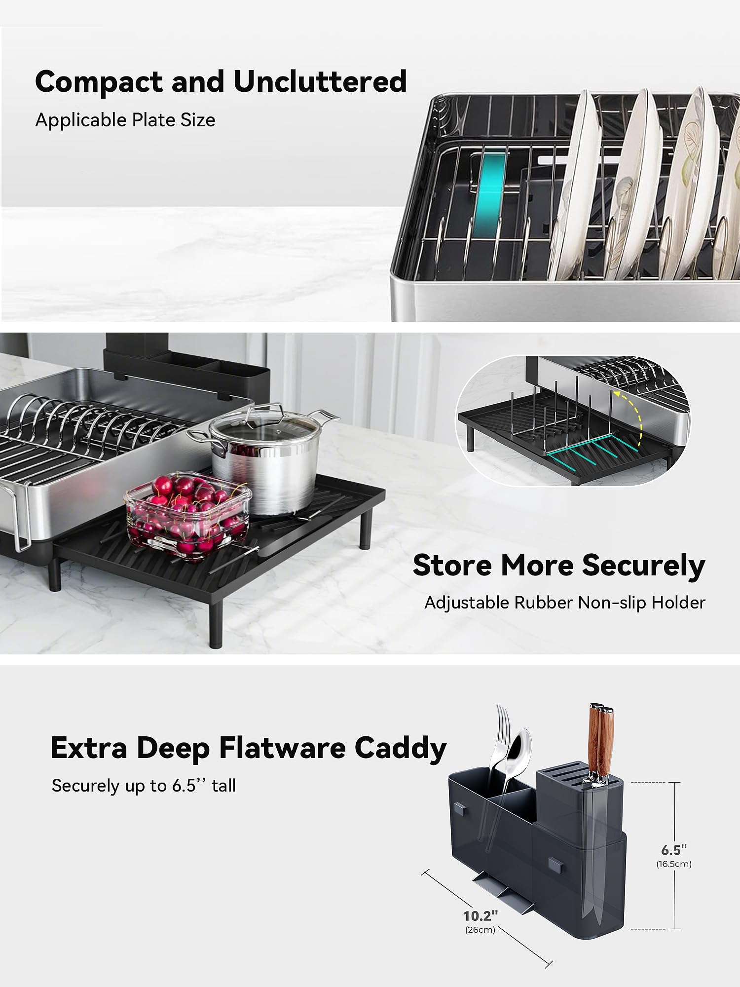SUNLY ribbed drainboard with spout directing water into sink to keep counters dry