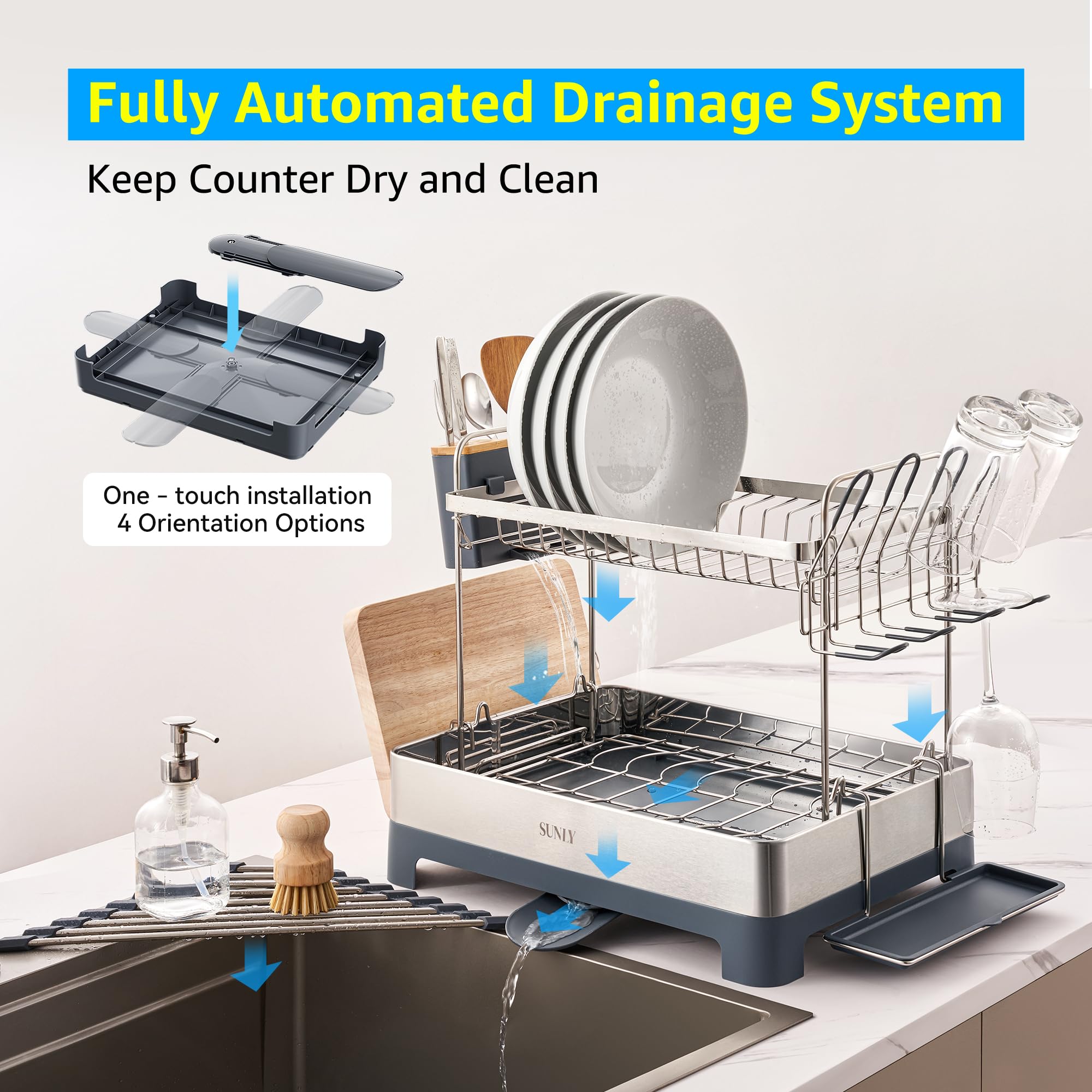 SUNLY silicone roll-up drainer in use as trivet and drying surface for hot pans