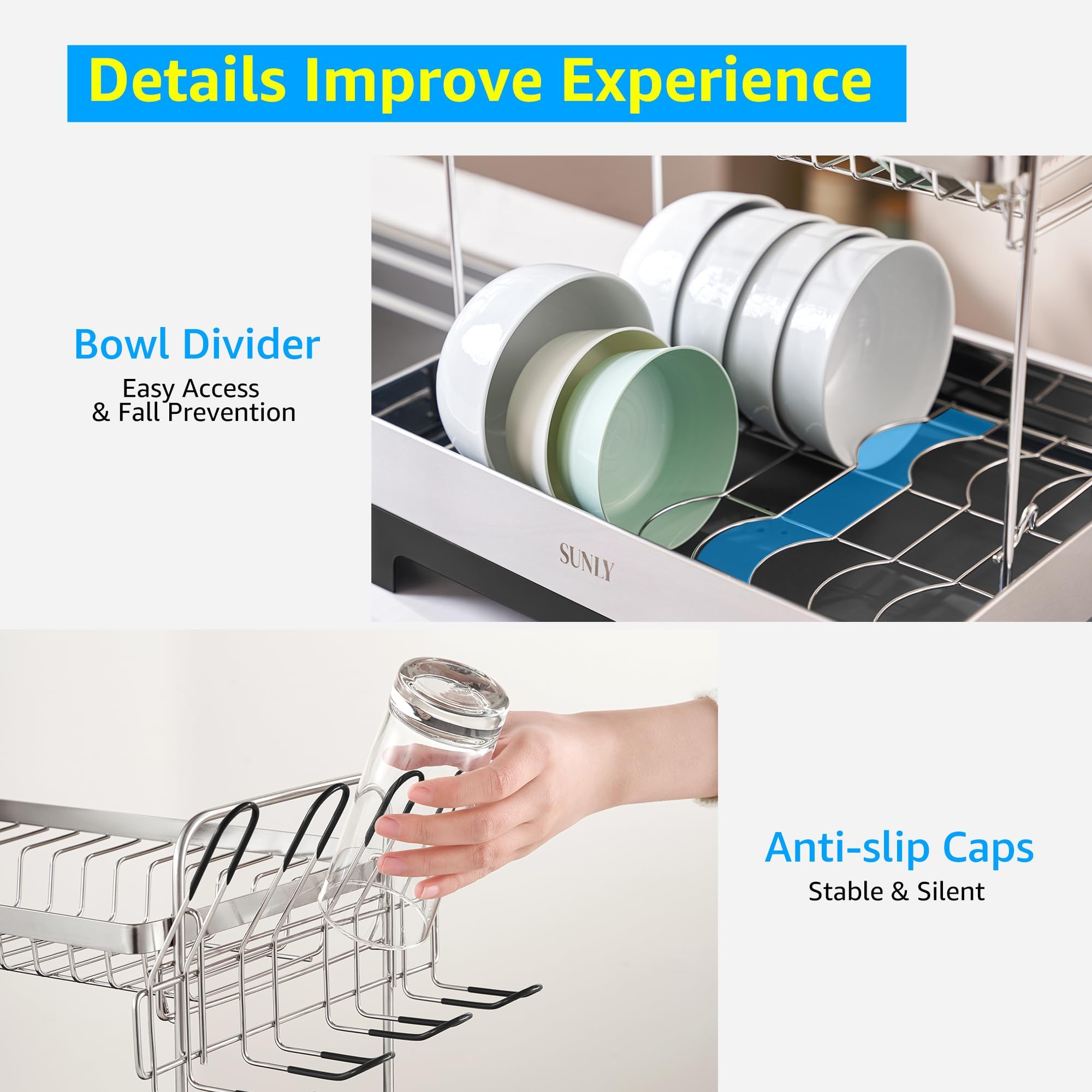 SUNLY size comparison with plates and pots to illustrate capacity and scale