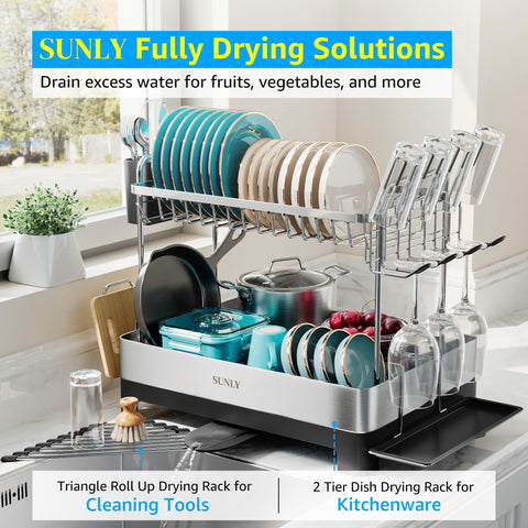SUNLY top shelf with glasses and bowls held securely for safer drying