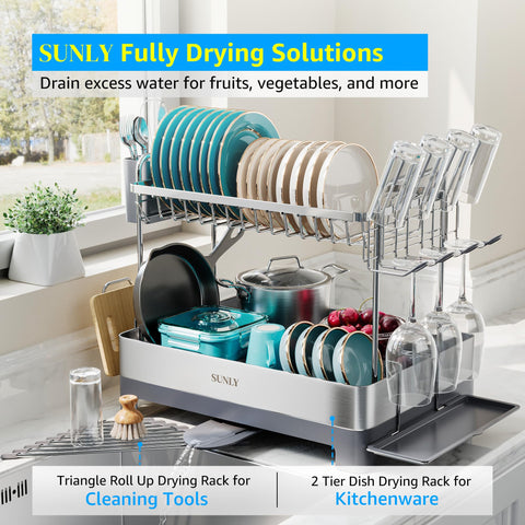 SUNLY top tier loaded with plates and bowls demonstrating capacity and order