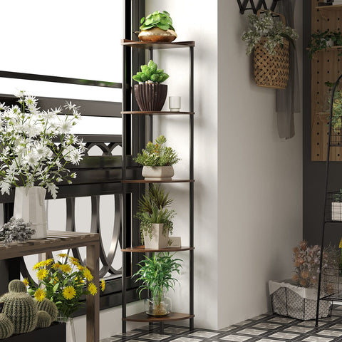 SUNMORY corner shelf staged in living room displaying decor and organizing advantage