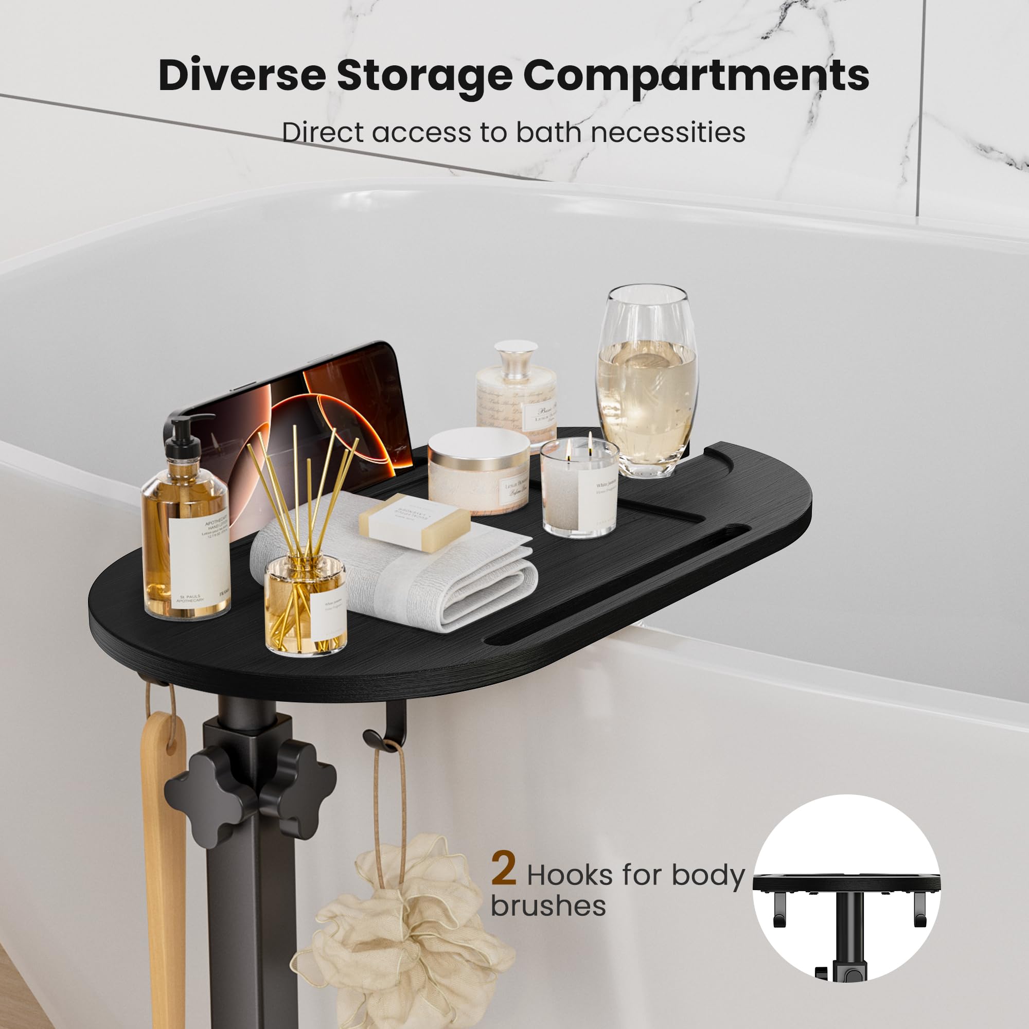Sunnacate adjustable leg extended to fit different tub heights securely