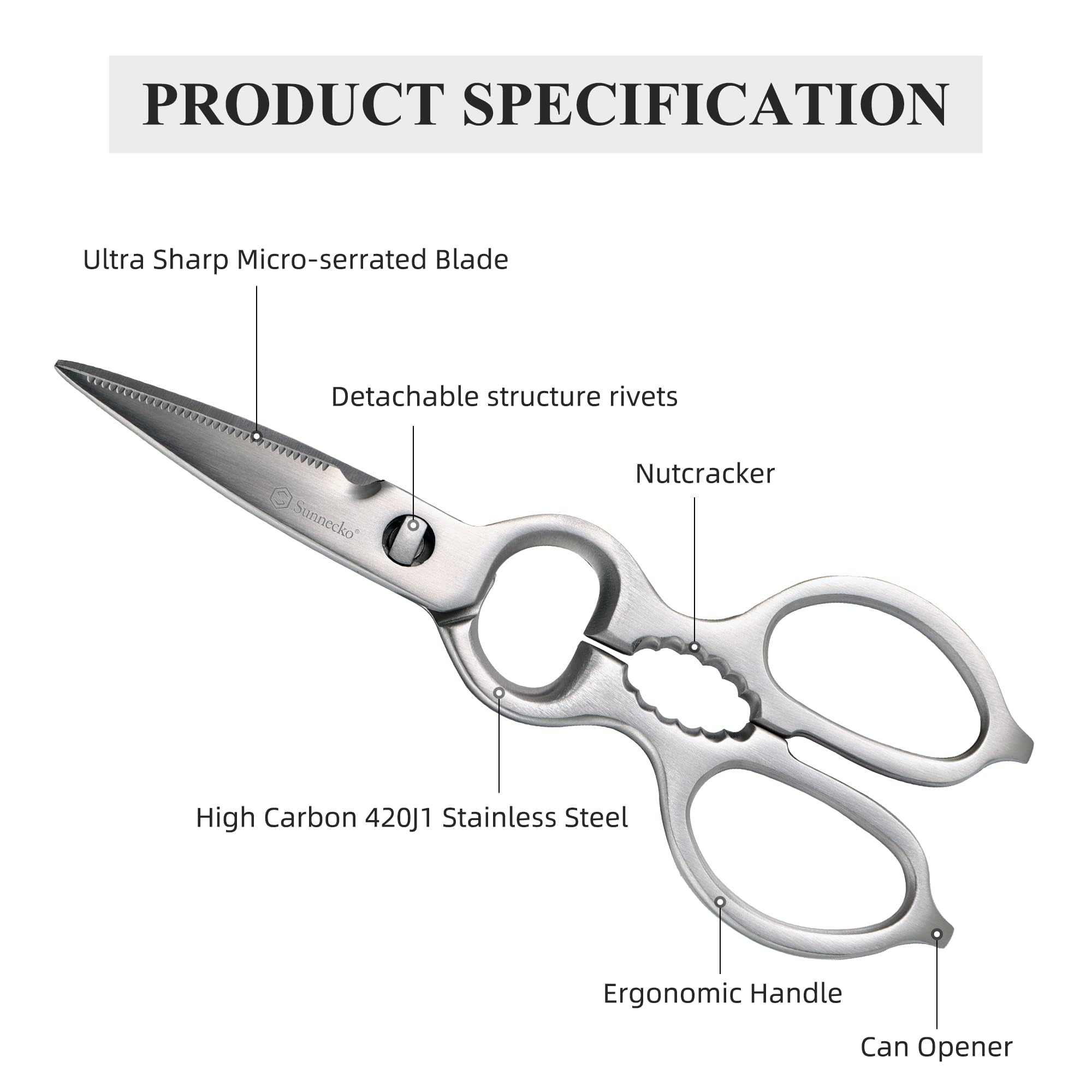 Sunnecko micro-serrated blade close-up for precise cuts
