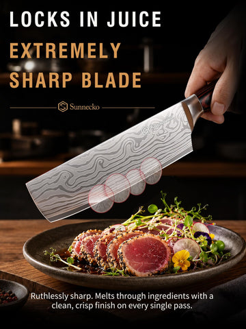 Sunnecko nakiri sheath and packaging highlighting safe storage and gift-ready presentation