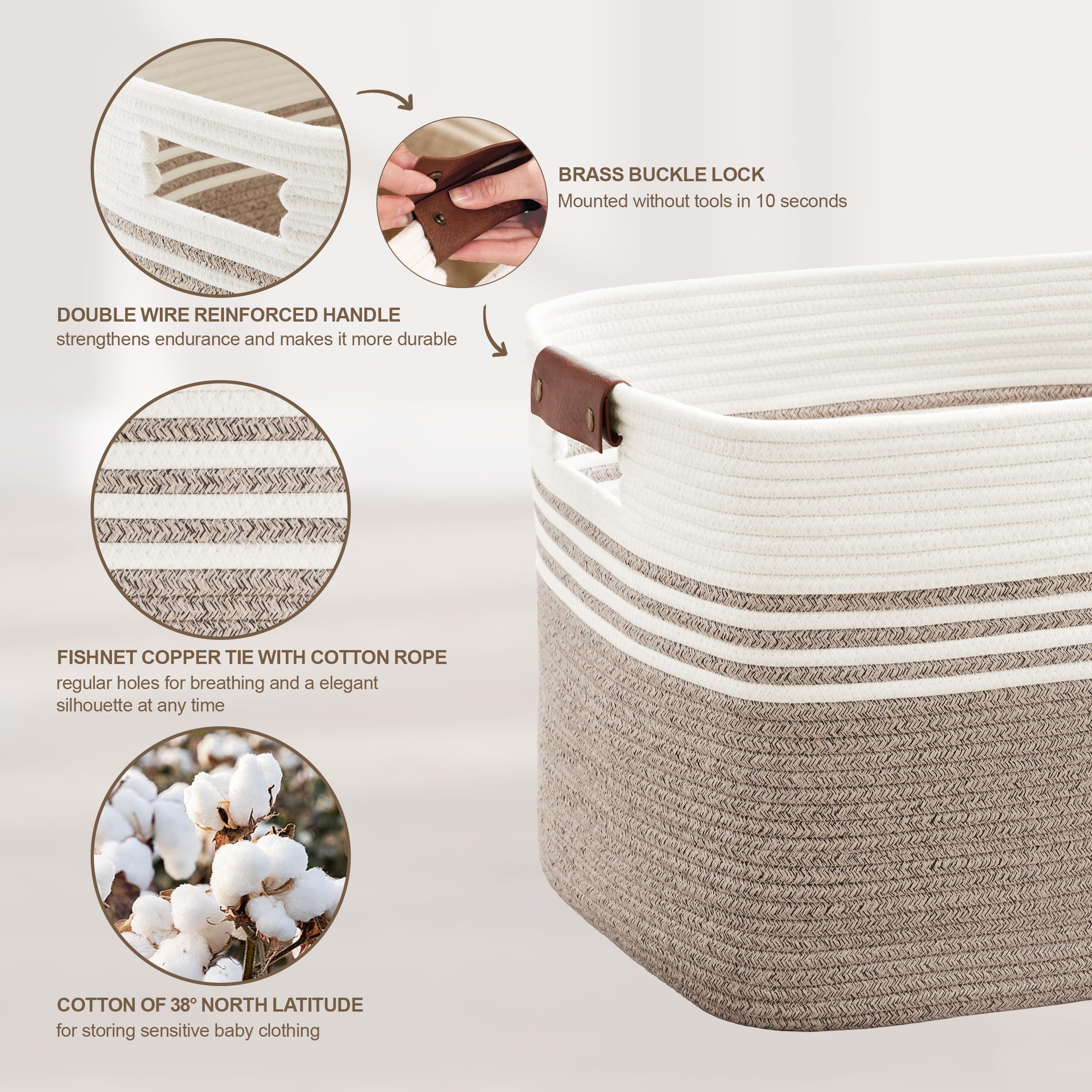 SunNewt basket staged in living room offering tidy blanket storage