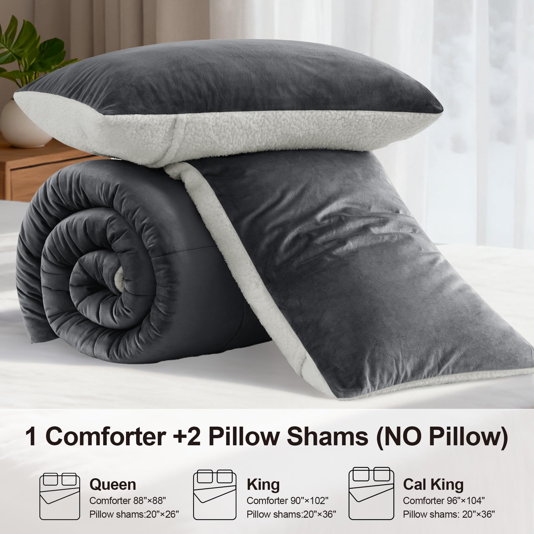 SunNewt comforter on styled bedroom bed showing cozy, inviting atmosphere