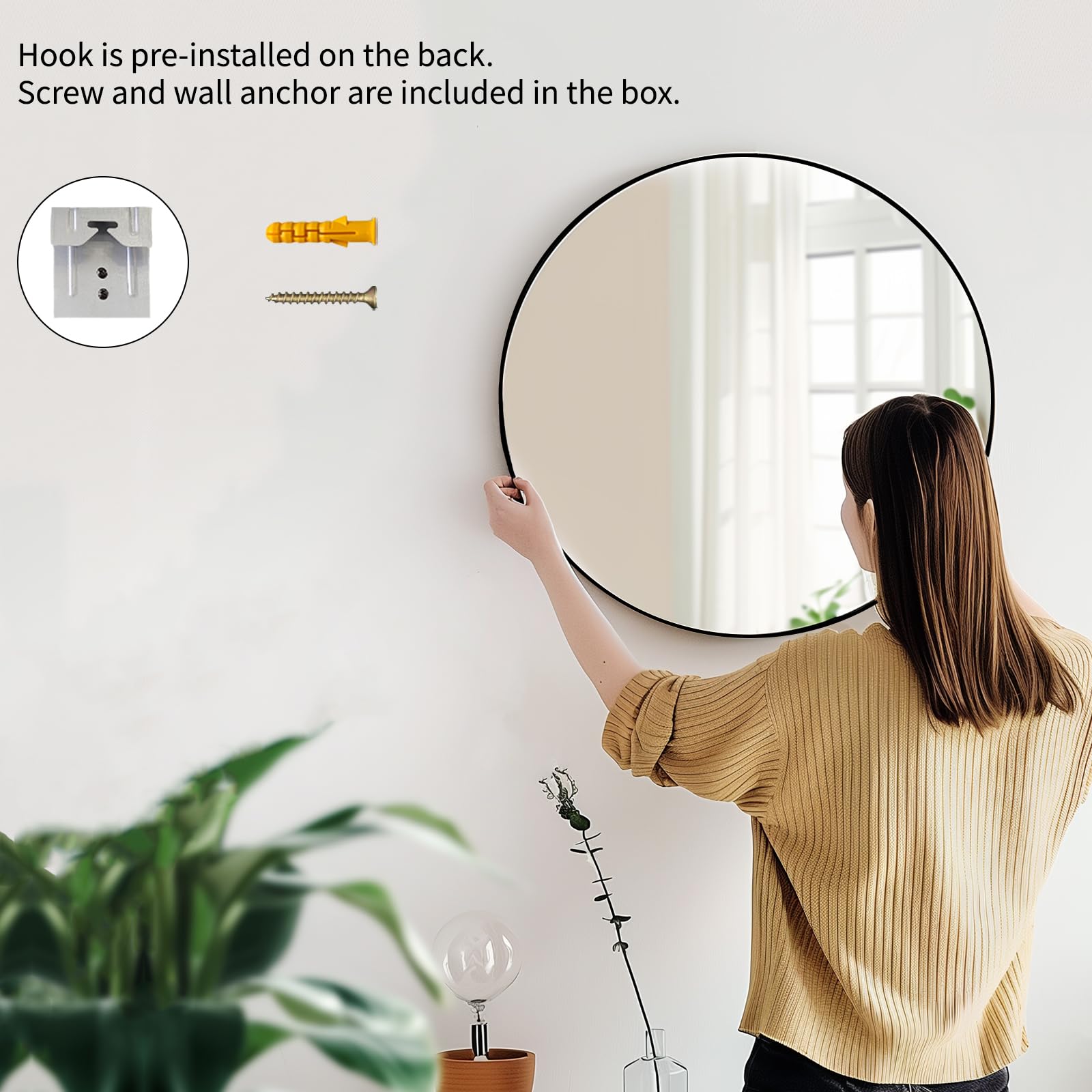 Sunniry mirror above bedroom vanity creating light and visual depth